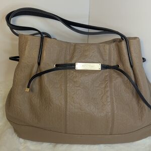 Calvin Klein Embossed Brown Shoulder Bag